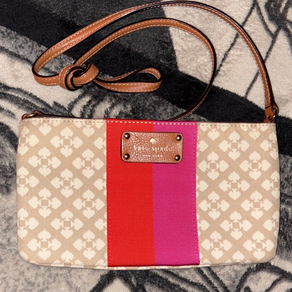 Kate Spade Beige Orange and Pink Purse